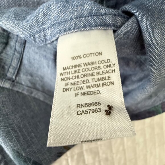 Wallin & Bros Mens L Blue Floral Button-Up Short Sleeve 100% Cotton Shirt - Picture 3 of 9